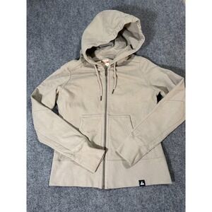 American Giant Hoodie Womens Small Beige Full Zip Fleece Sweatshirt USA Logo